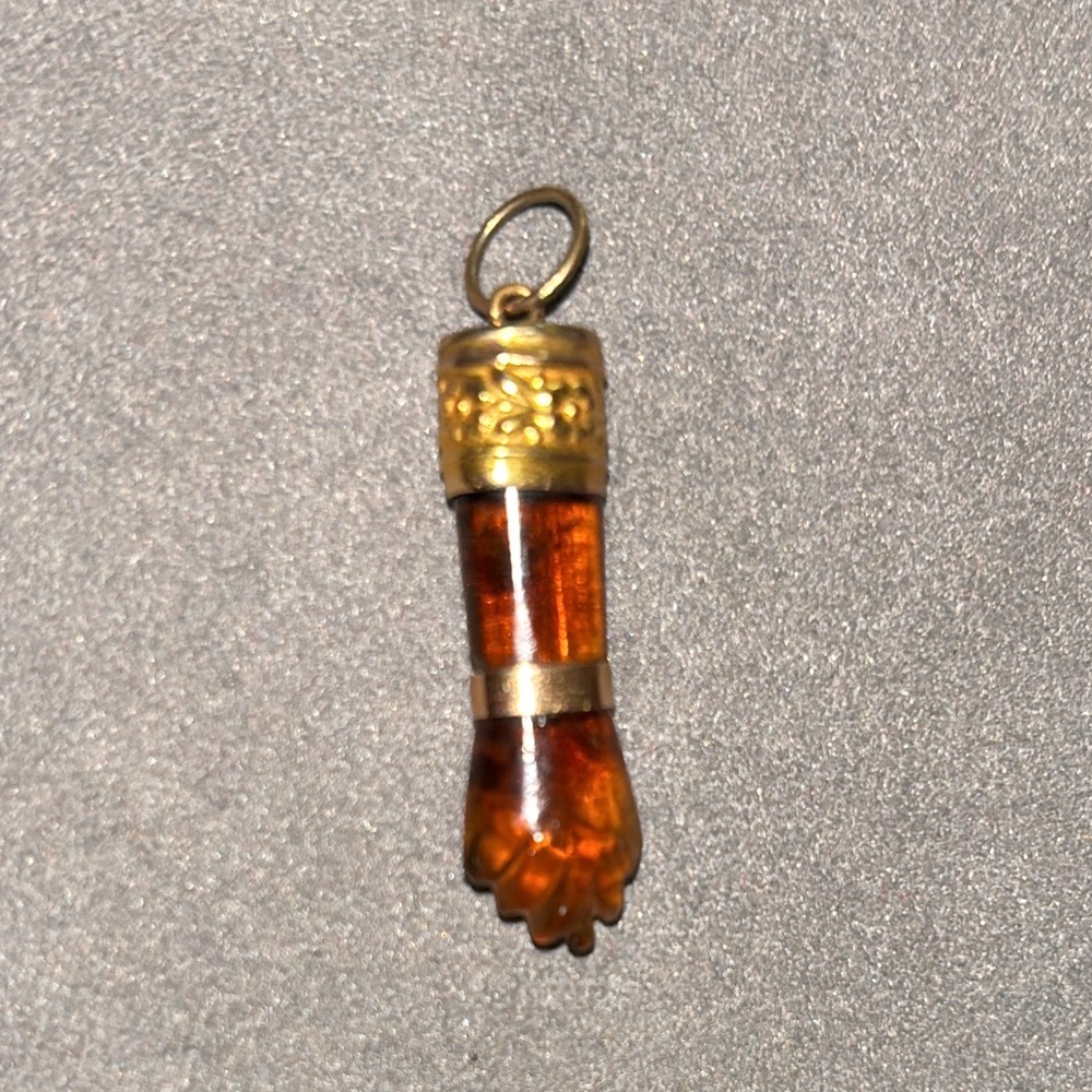 18k Gold Citrine Figa Pendant Charm